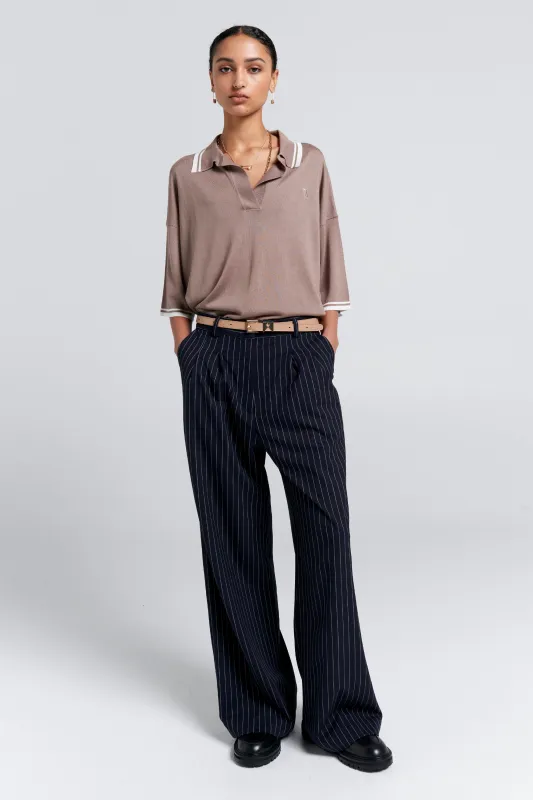 Relax Knit Polo Taupe sold by Karen Walker