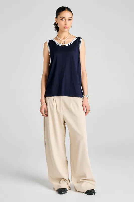 Relax Knit Tank Navy sold by Karen Walker