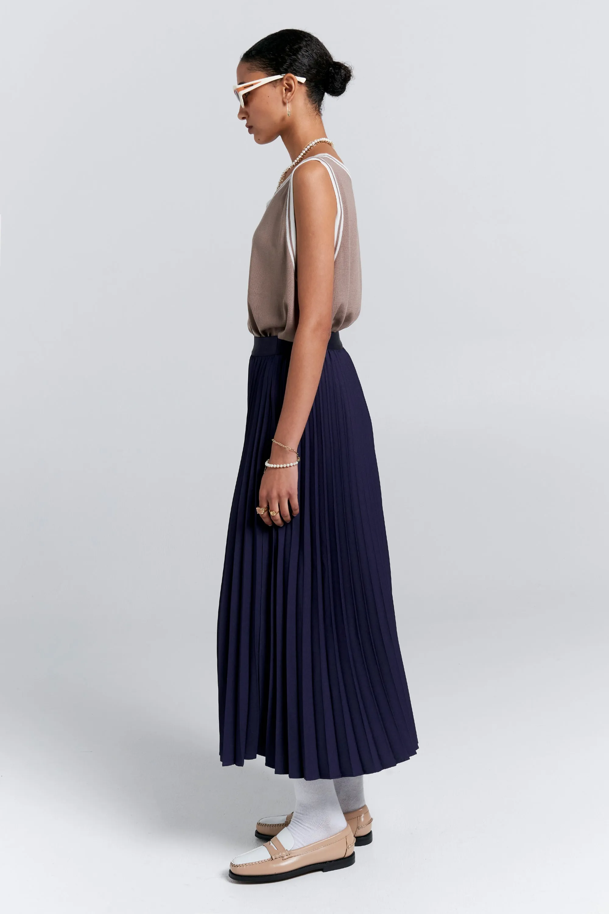 Sunray Pleated Skirt Navy sold by Karen Walker product image thumbnail 2