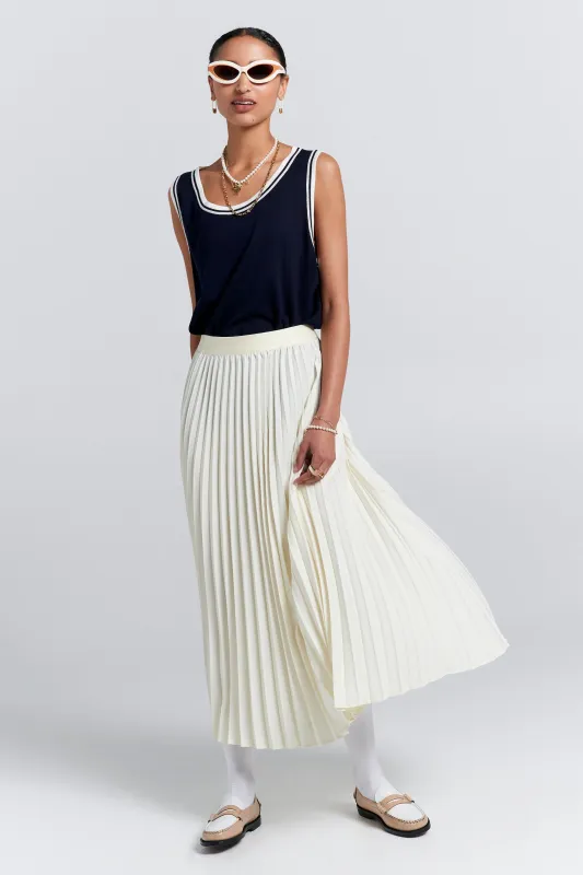 Sunray Pleated Skirt Cream sold by Karen Walker