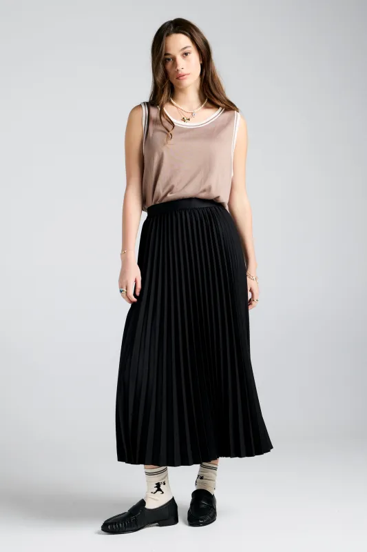 Sunray Pleated Skirt Black sold by Karen Walker