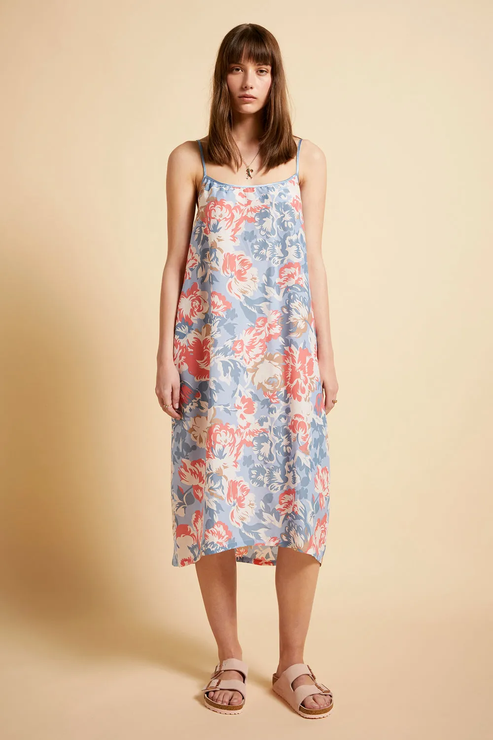 Ornamental Floral Strappy Maxi Nightie Cerulean Blue sold by Karen Walker