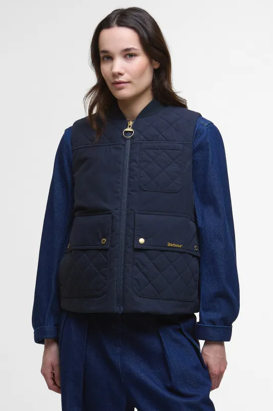 Theodora Gilet Dark Navy sold by Karen Walker