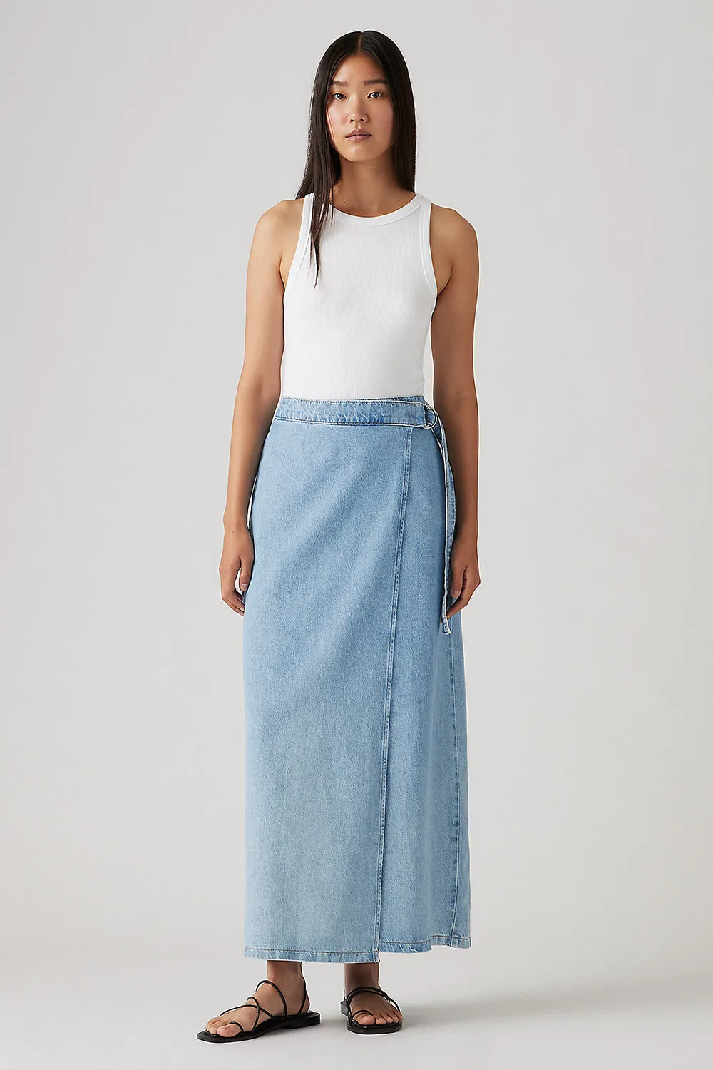 Column Wrap Skirt Wrapped in Blue sold by Karen Walker