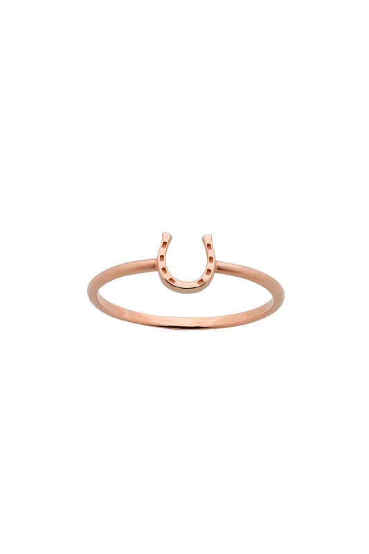 Mini Horseshoe Ring Rose Gold sold by Karen Walker
