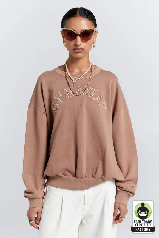 Runaway College Organic Cotton Crewneck Sweatshirt Taupe sold by Karen Walker