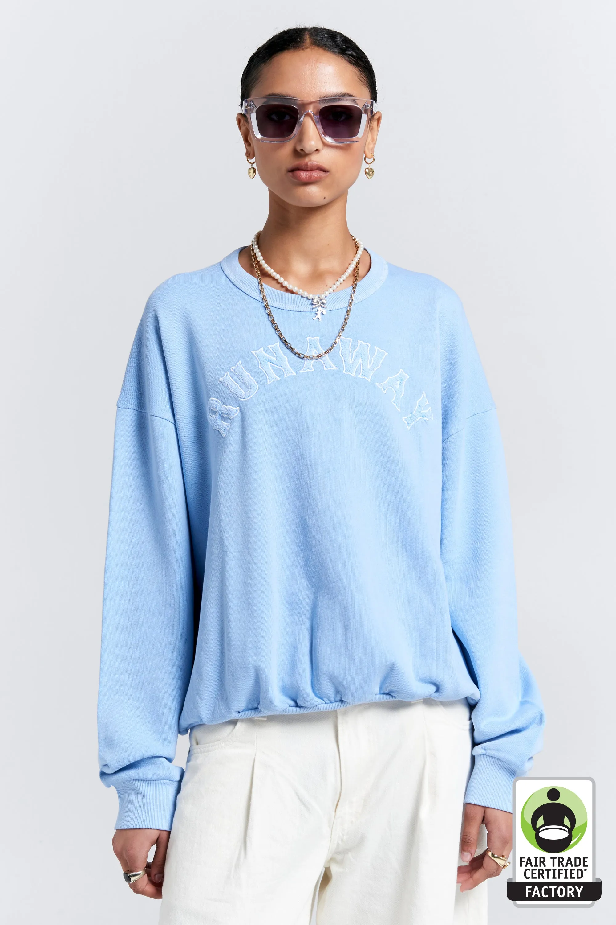 Runaway College Organic Cotton Crewneck Sweatshirt Blue sold by Karen Walker