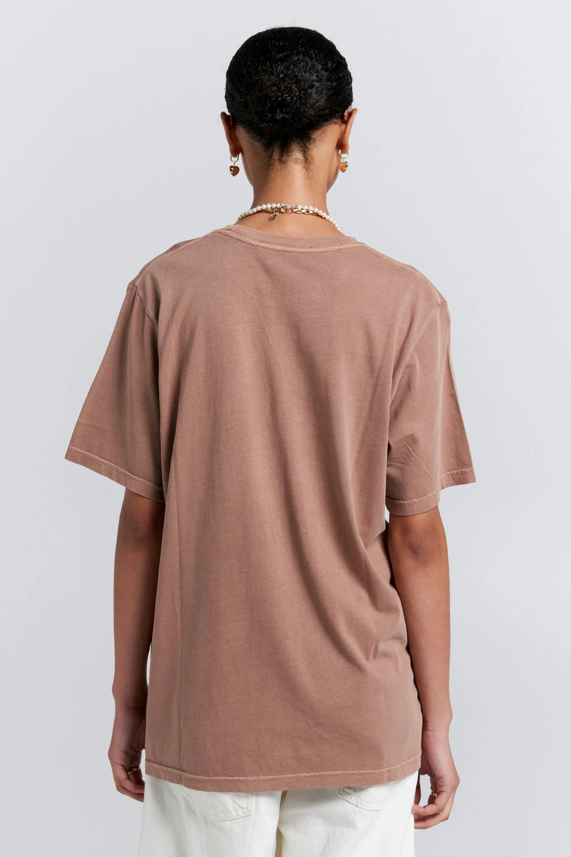 Embroidered Runaway Girl Classic Organic Cotton T-Shirt Taupe sold by Karen Walker product image thumbnail 3