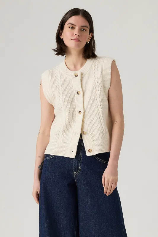 Ines Cable Sweater Vest Whisper White sold by Karen Walker