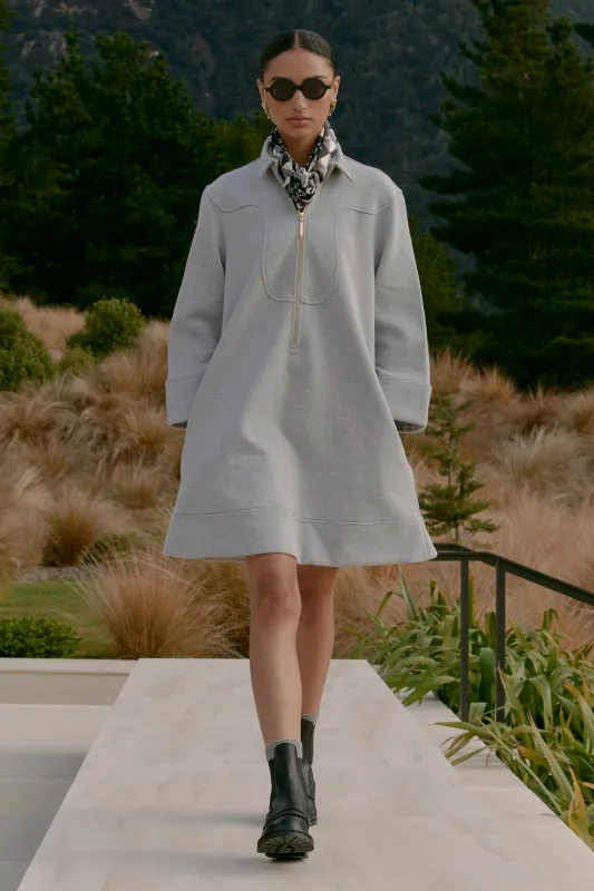 Zip Front Sweatshirt Dress Grey Marle sold by Karen Walker