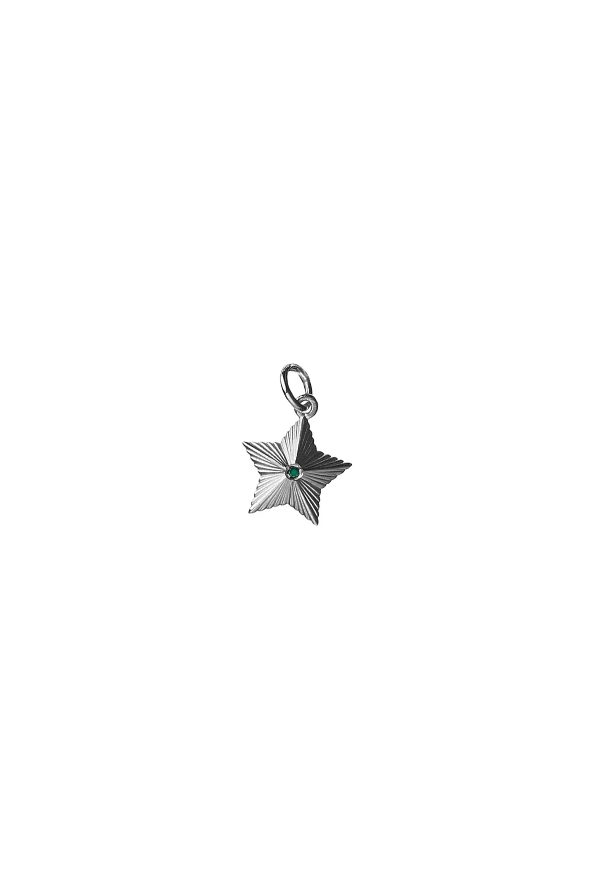 Victory Star Charm with 1X1.75mm Biron Emerald Silver sold by Karen Walker