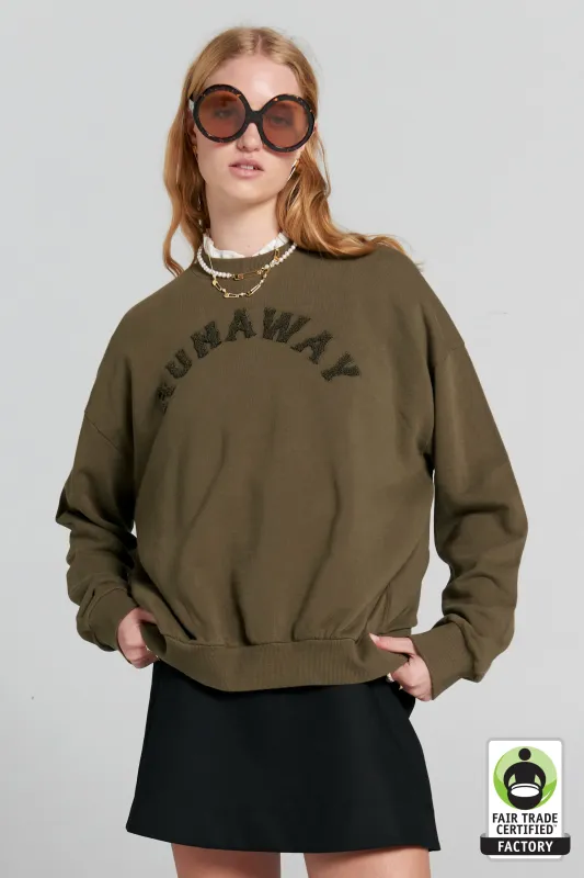 Runaway College Organic Cotton Crewneck Sweatshirt Hunter Green sold by Karen Walker