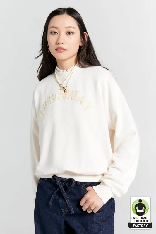Runaway College Organic Cotton Crewneck Sweatshirt Ecru sold by Karen Walker