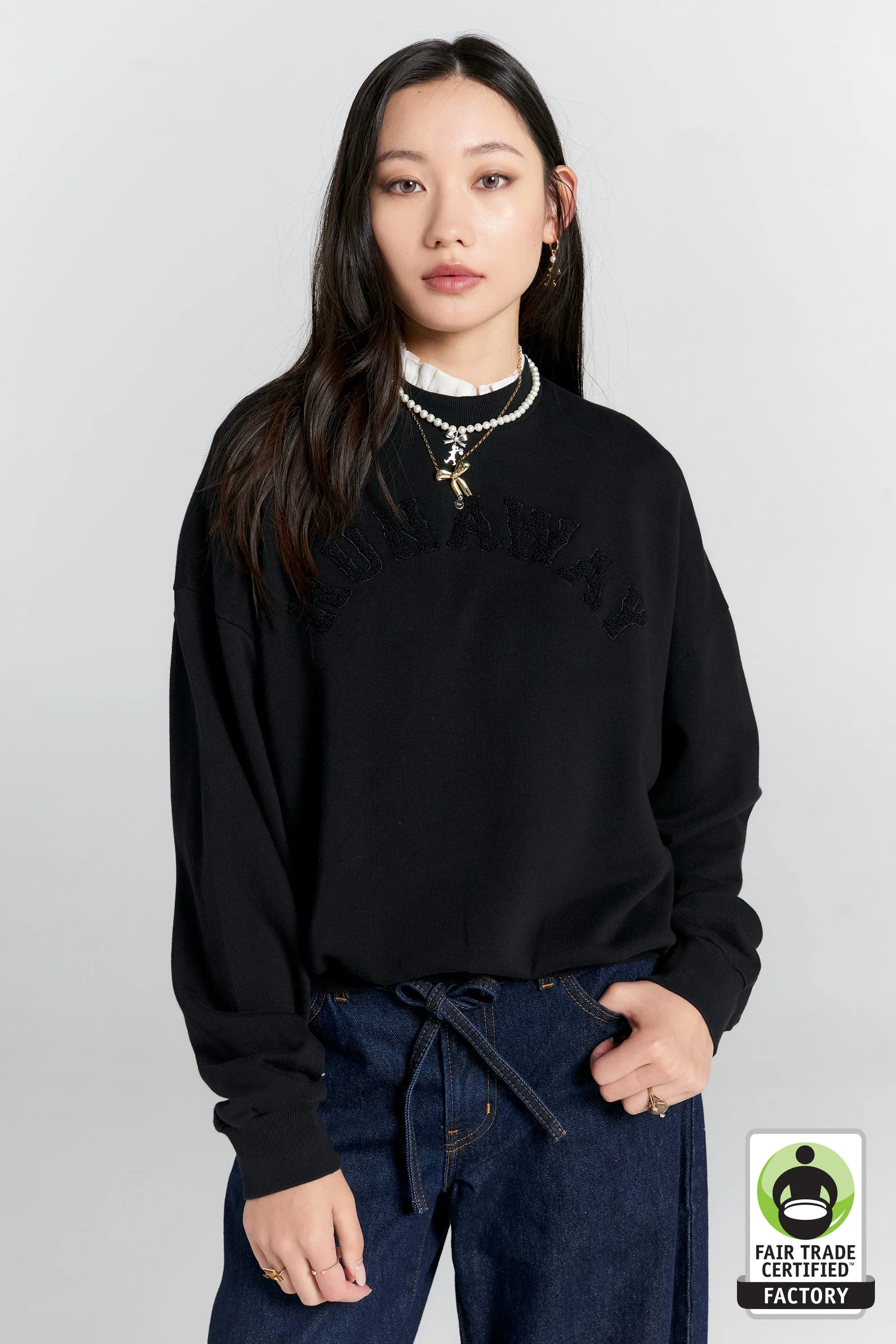 Runaway College Organic Cotton Crewneck Sweatshirt Black sold by Karen Walker