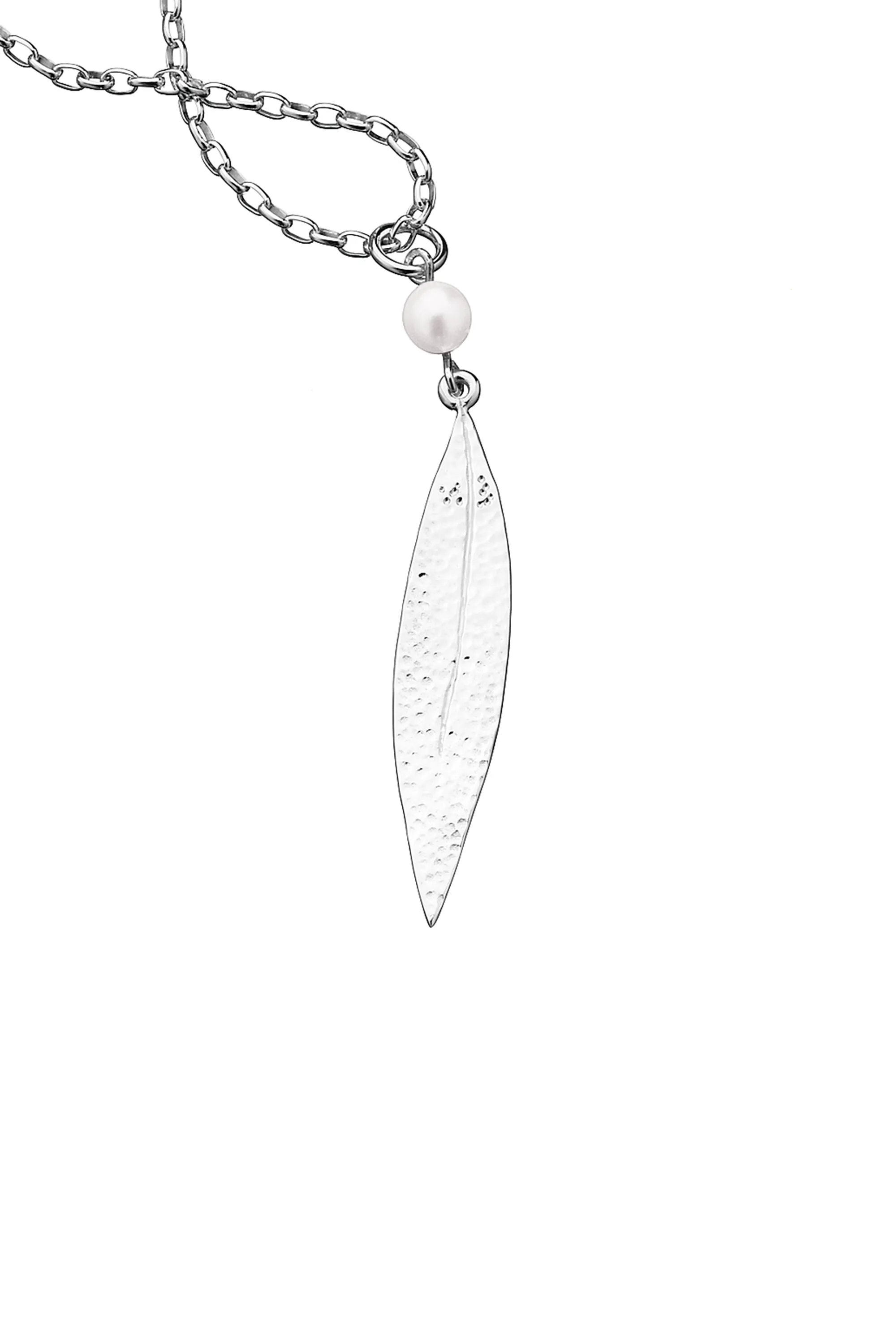 Leaf Necklace with 6.5mm Cultured Pearl Silver sold by Karen Walker