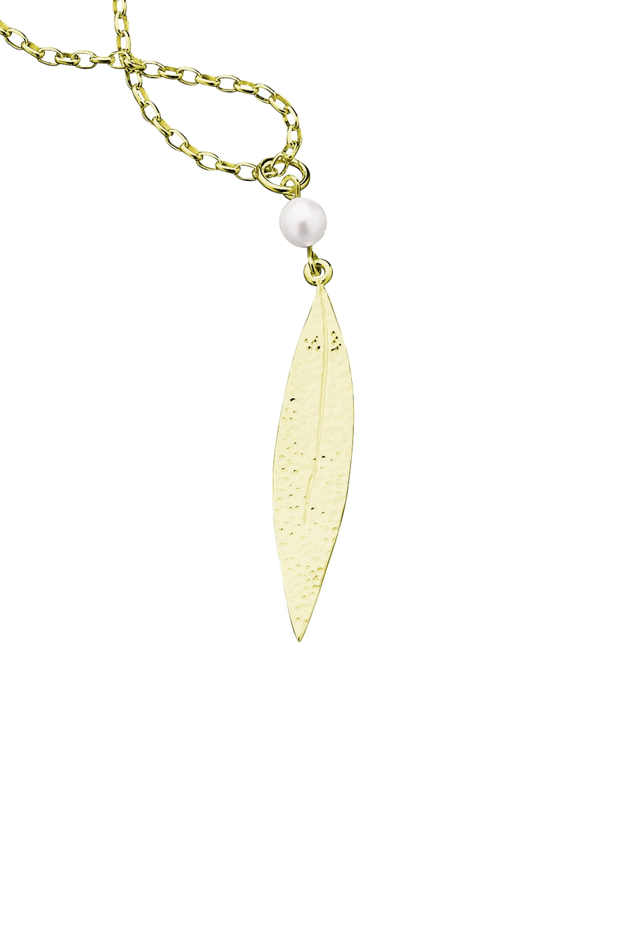 Leaf Necklace with 6.5mm Cultured Pearl Gold sold by Karen Walker