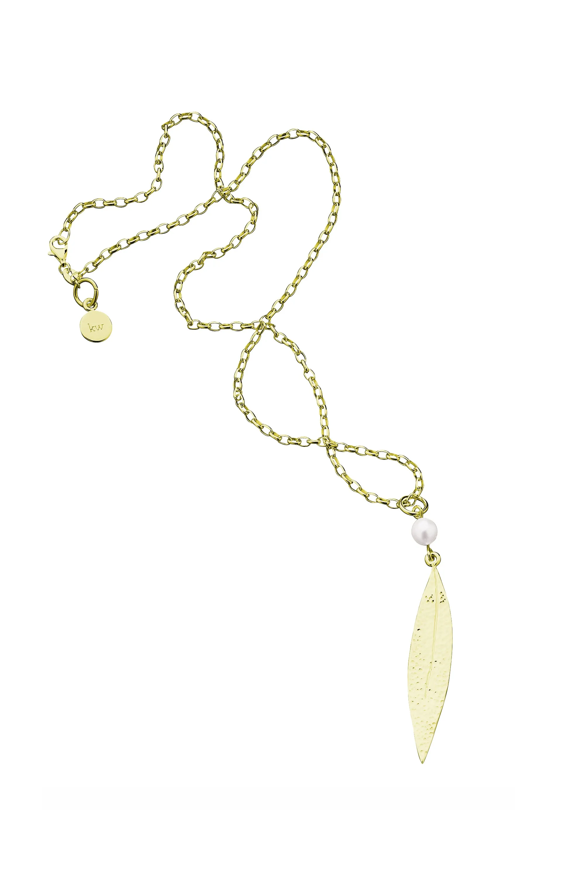 Leaf Necklace with 6.5mm Cultured Pearl Gold sold by Karen Walker product image thumbnail 2