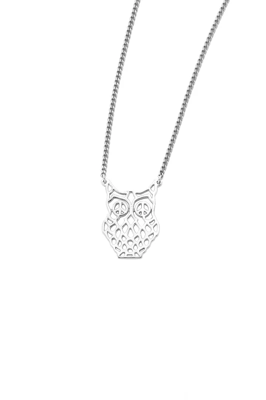 Filigree Owl Necklace Silver sold by Karen Walker