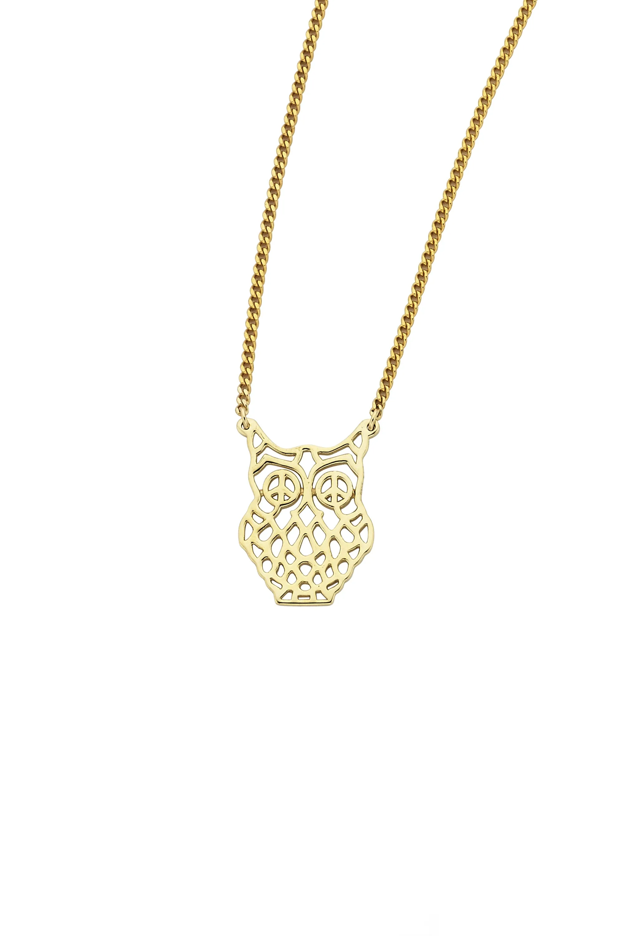 Filigree Owl Necklace Gold sold by Karen Walker