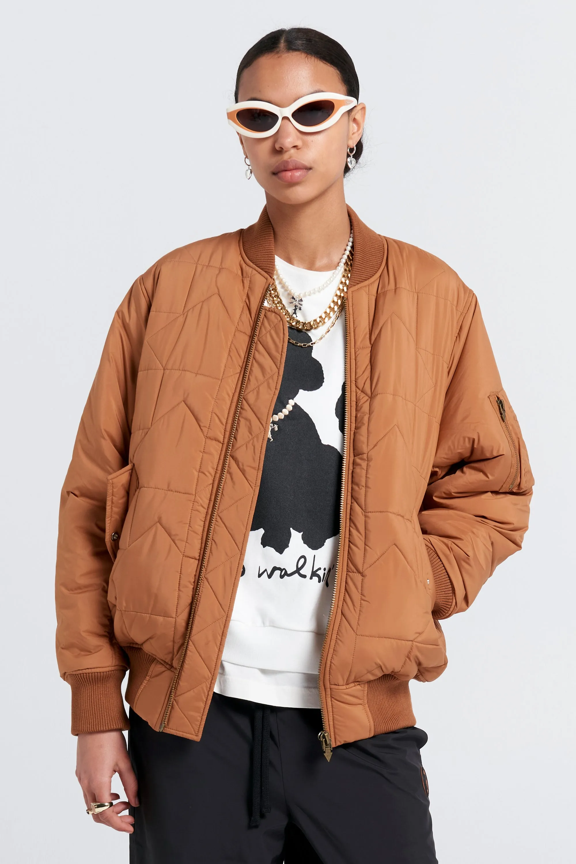 Quilted Bomber Jacket Dark Tan sold by Karen Walker product image thumbnail 2