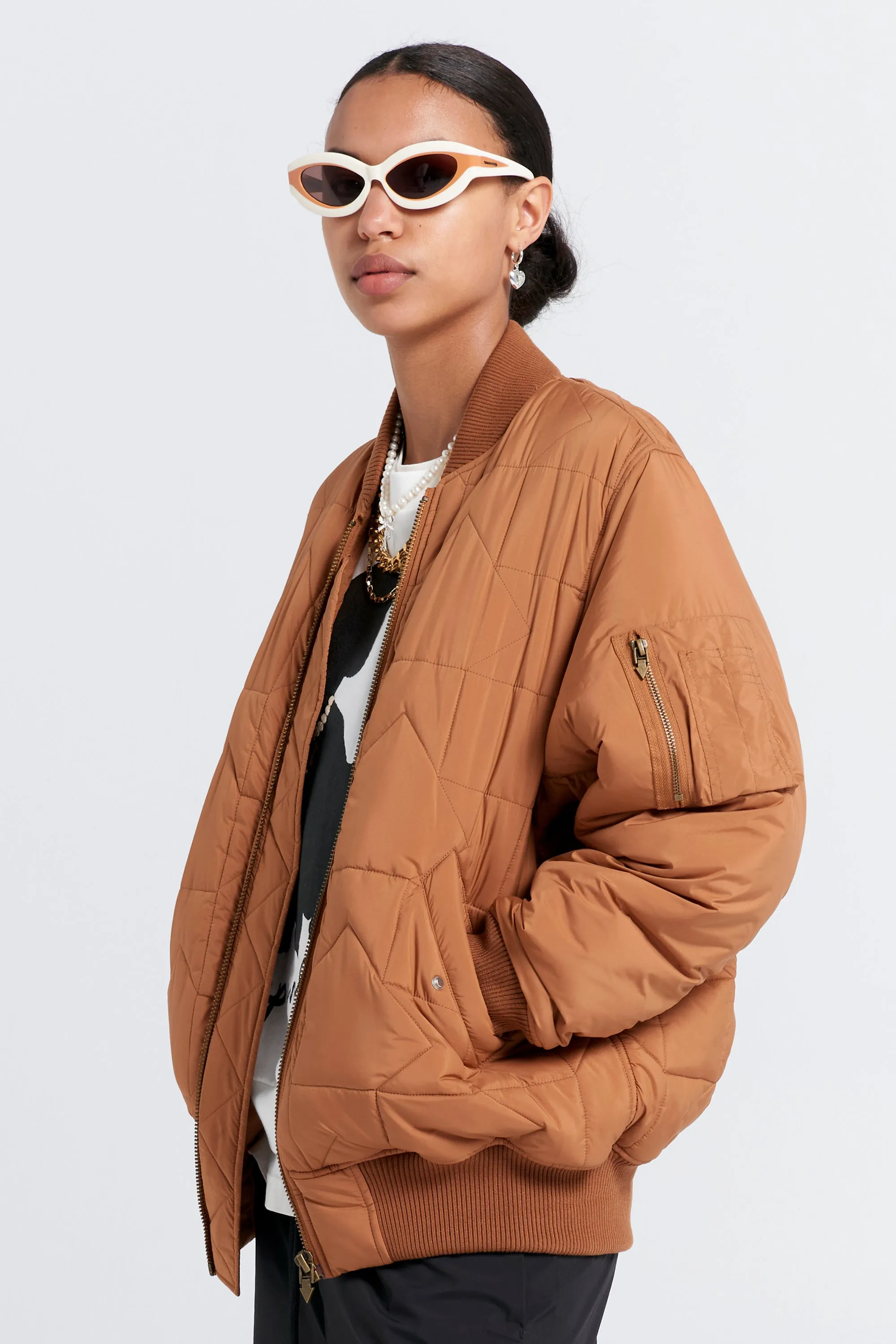 Quilted Bomber Jacket Dark Tan sold by Karen Walker product image thumbnail 3
