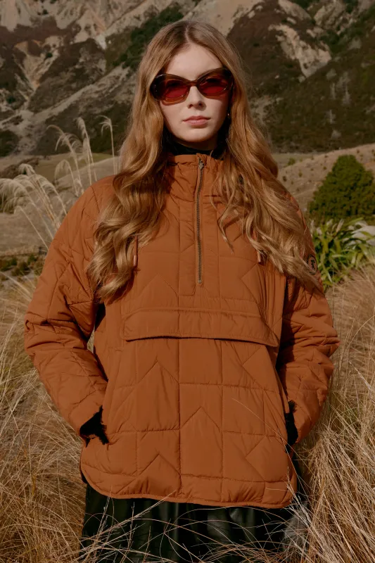 Quilted Rover Pullover Dark Tan sold by Karen Walker