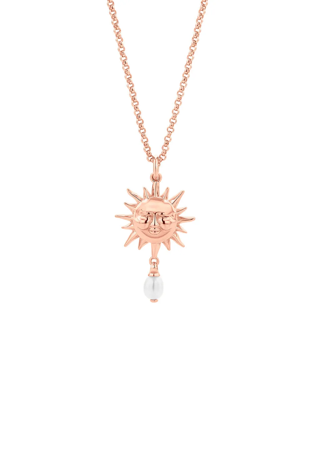 Sun Necklace with 1 x 5mm Teardrop Freshwater Pearl Rose Gold sold by Karen Walker