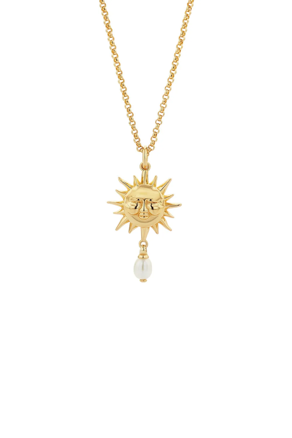Sun Necklace with 1 x 5mm Teardrop Freshwater Pearl Gold-Plated sold by Karen Walker