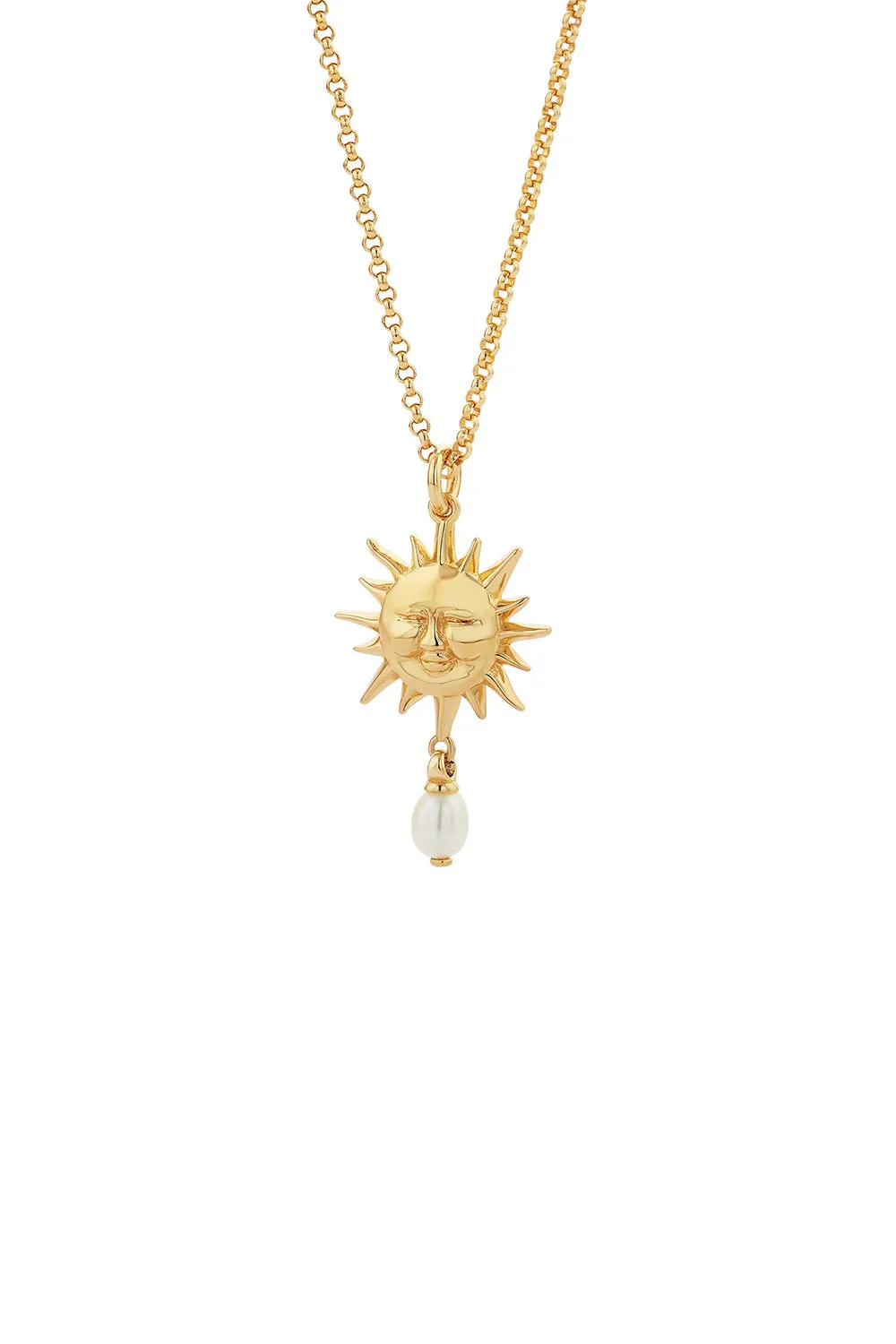 Sun Necklace with 1 x 5mm Teardrop Freshwater Pearl Gold-Plated sold by Karen Walker product image thumbnail 2