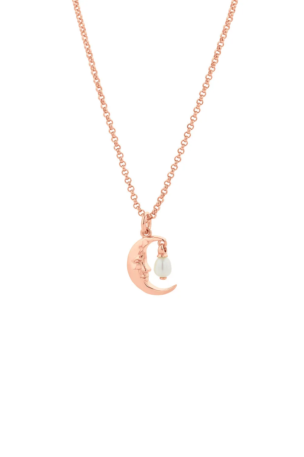 Moon Necklace with 1 x 5mm Teardrop Freshwater Pearl Rose Gold sold by Karen Walker product image thumbnail 2