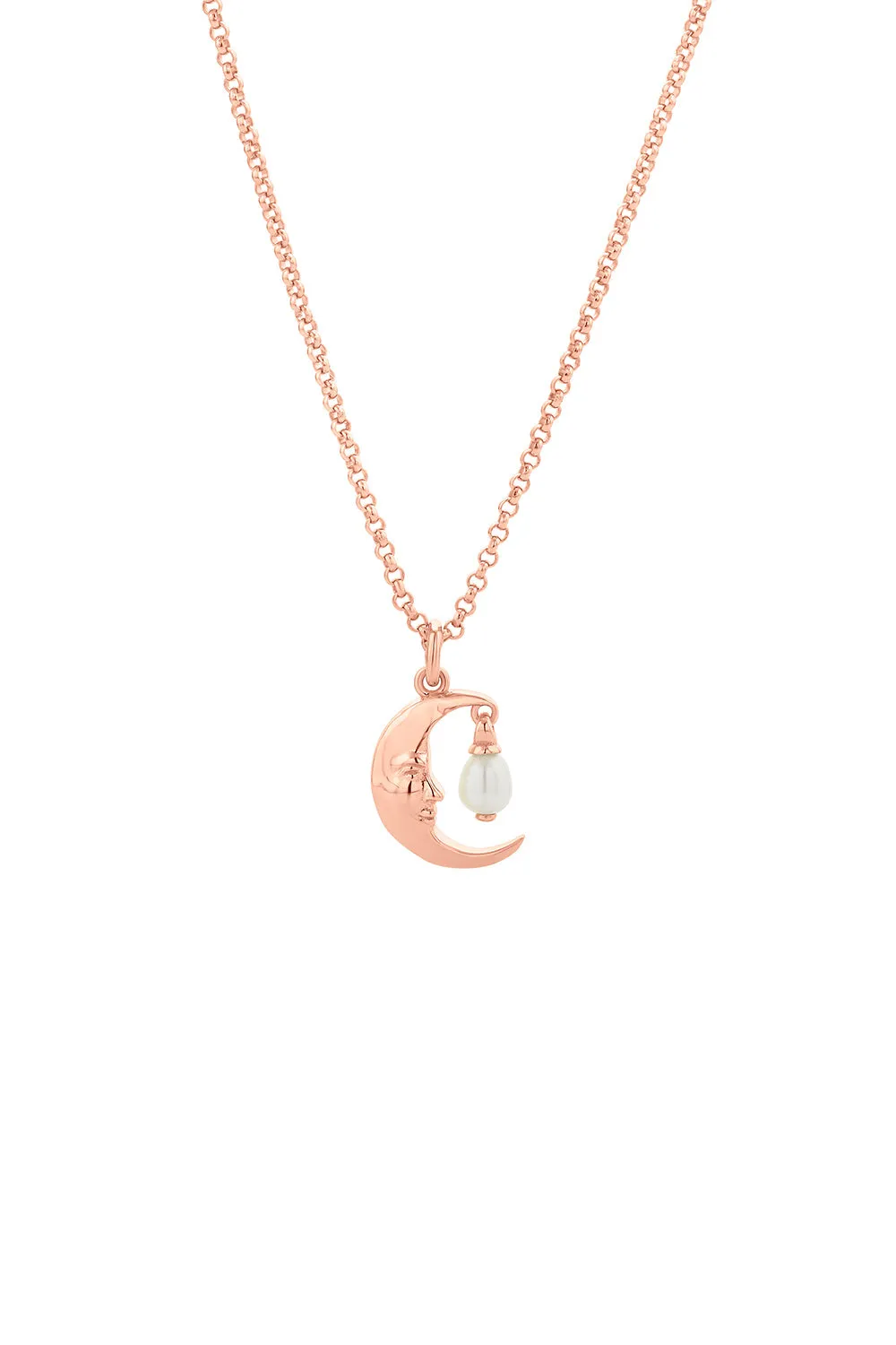 Moon Necklace with 1 x 5mm Teardrop Freshwater Pearl Rose Gold sold by Karen Walker