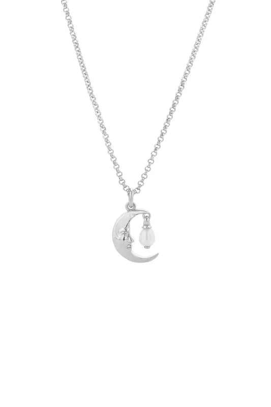 Moon Necklace with 1 x 5mm Teardrop Freshwater Pearl Silver sold by Karen Walker