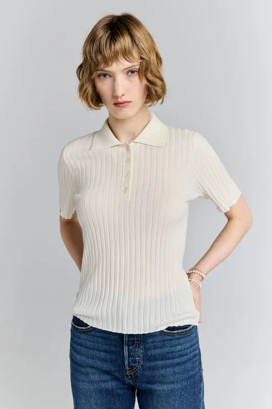 Peony Cashmere Polo Off-White sold by Karen Walker