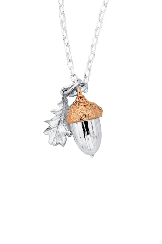 Acorn & Leaf Pendant Silver/Gold sold by Karen Walker