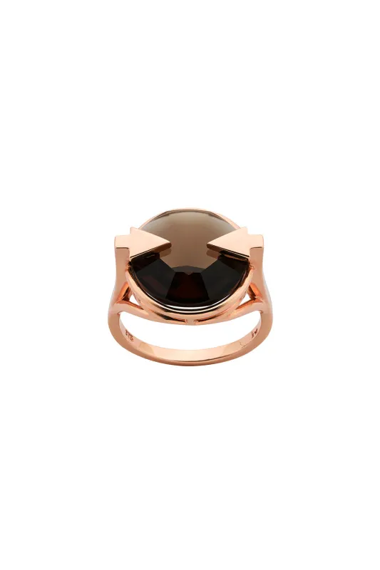 Navigator Ring with 14mm Round Smoky Quartz Rose Gold sold by Karen Walker