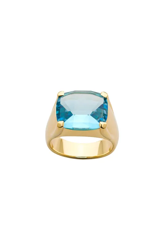 Chequerboard Ring 14 x 12mm Gold & Topaz sold by Karen Walker