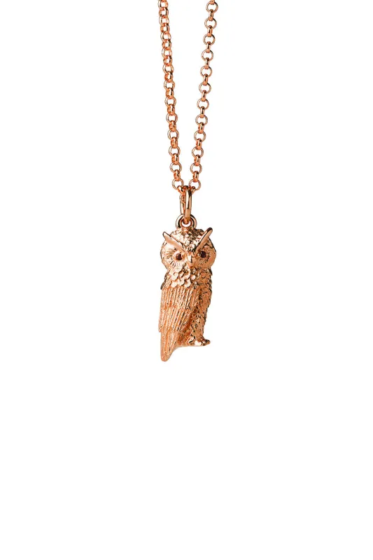 Owl Necklace Rose Gold with Garnet sold by Karen Walker