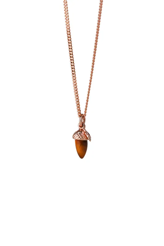 Micro Acorn and Leaf Necklace Rose Gold sold by Karen Walker