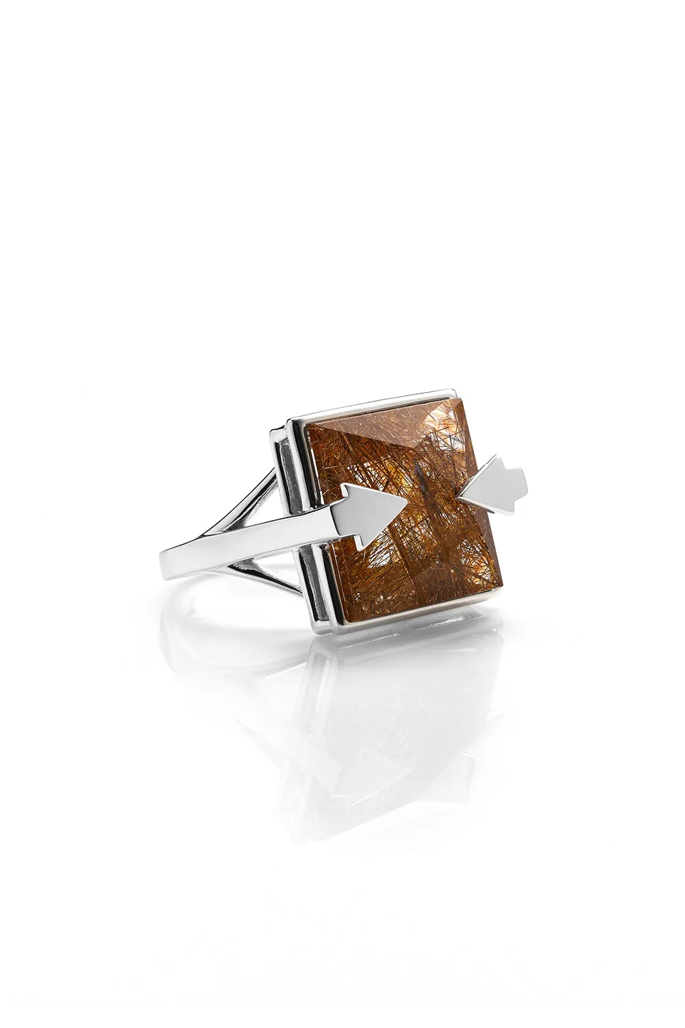 Ballistic Ring with 14mm Square Rutilated Quartz Silver sold by Karen Walker product image thumbnail 2