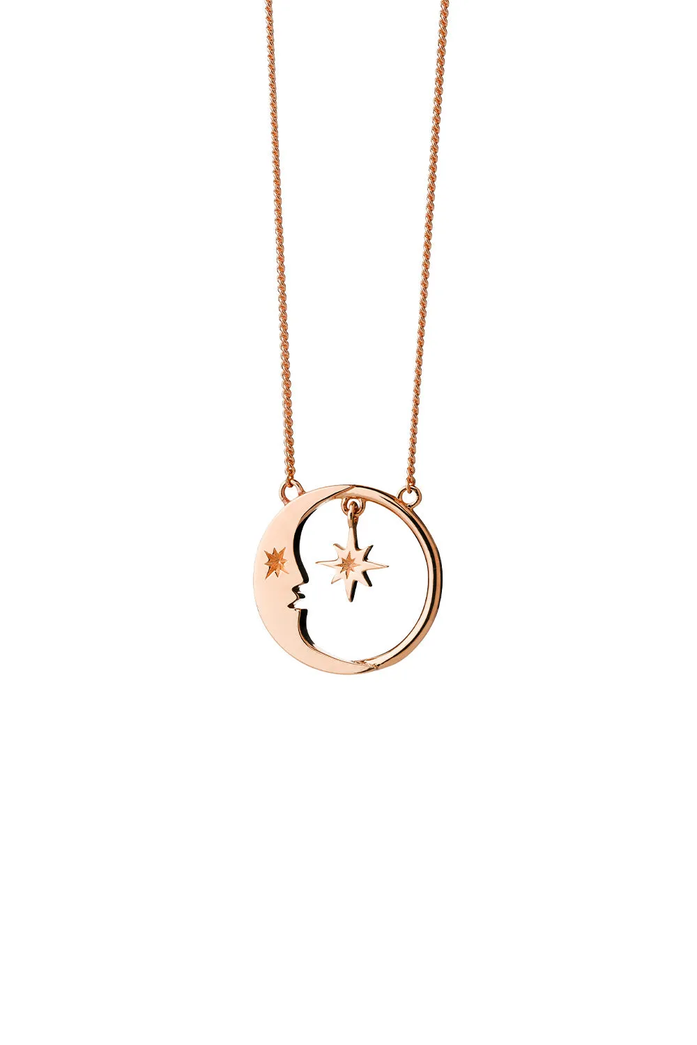 Eclipse Moon and Star Necklace Rose Gold sold by Karen Walker