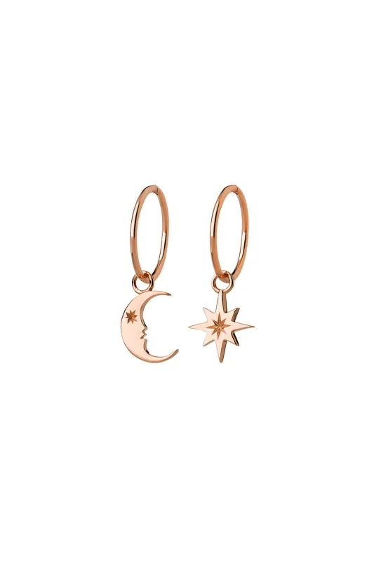 Crescent Moon and Star Sleepers Rose Gold sold by Karen Walker