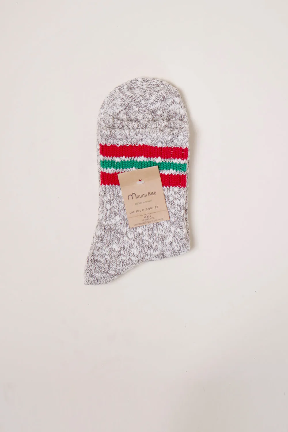 Slub Nep Three Stripe Socks Grey with Red/Green Stripes sold by Karen Walker product image thumbnail 2