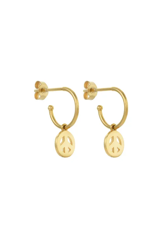 Peace Hoop Earrings Gold sold by Karen Walker