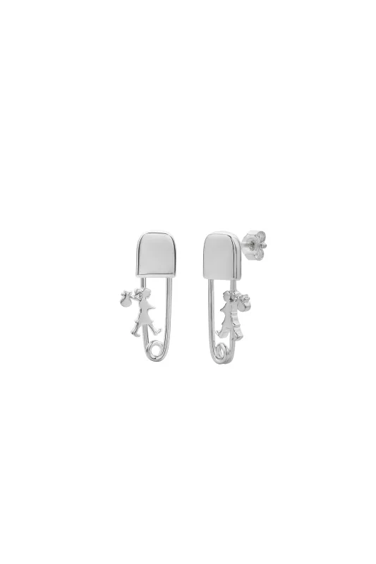 Mini Runaway Safety Pin Studs Silver sold by Karen Walker