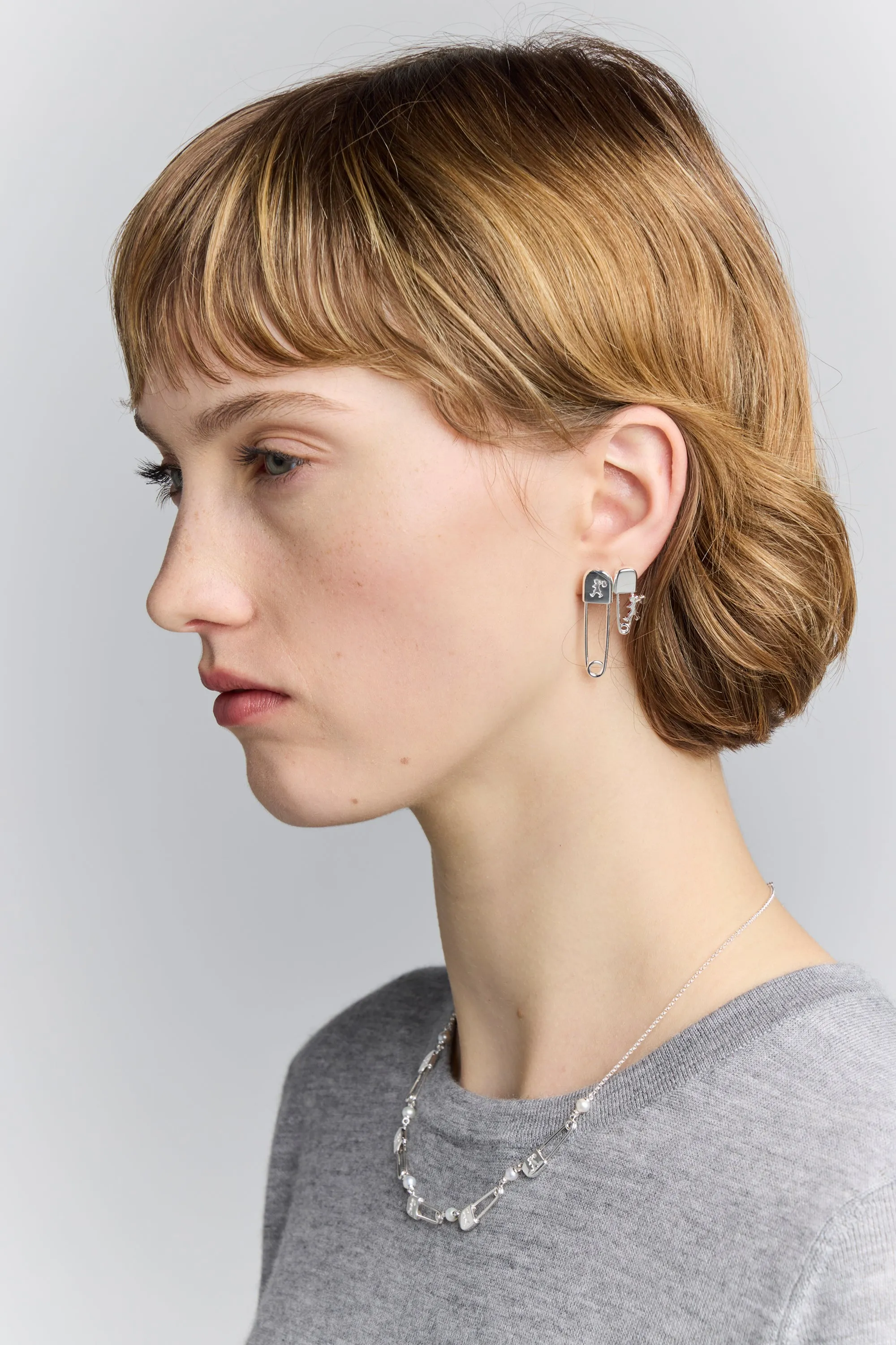 Mini Runaway Safety Pin Studs Silver sold by Karen Walker product image thumbnail 2