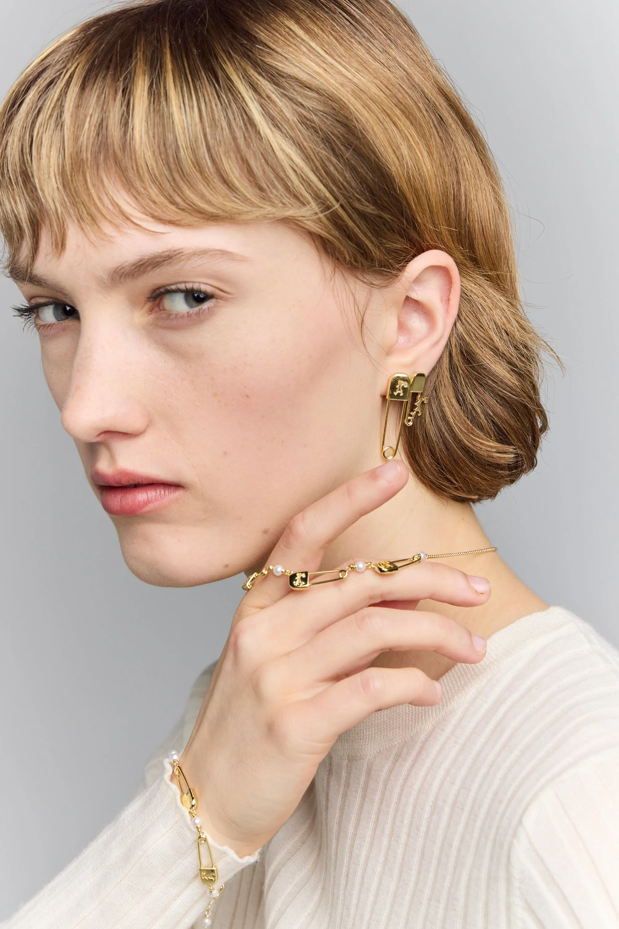 Mini Runaway Safety Pin Studs Gold-Plated sold by Karen Walker product image thumbnail 2