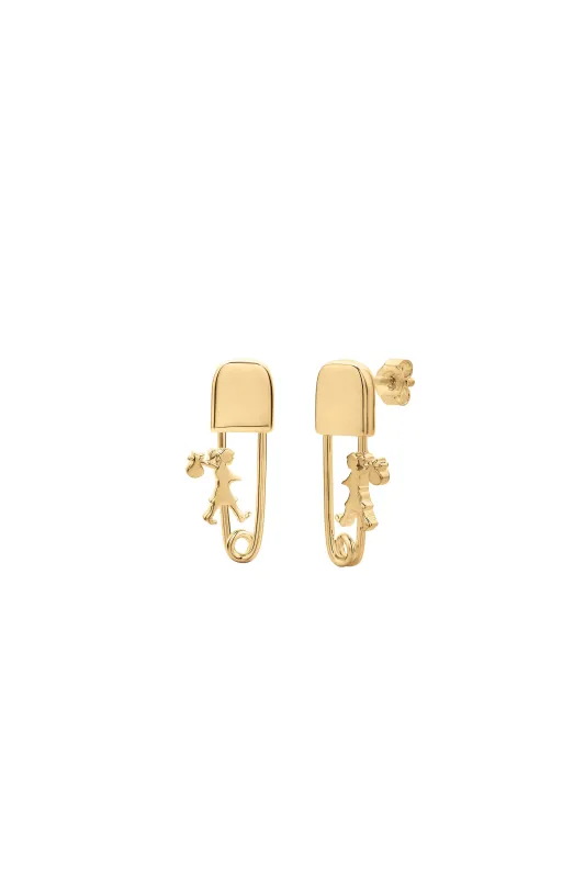 Mini Runaway Safety Pin Studs Gold sold by Karen Walker