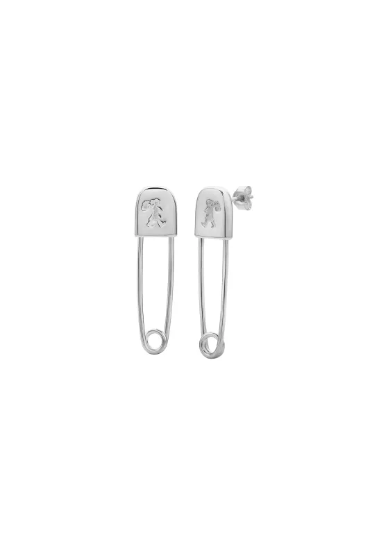 Runaway Safety Pin Studs Silver sold by Karen Walker