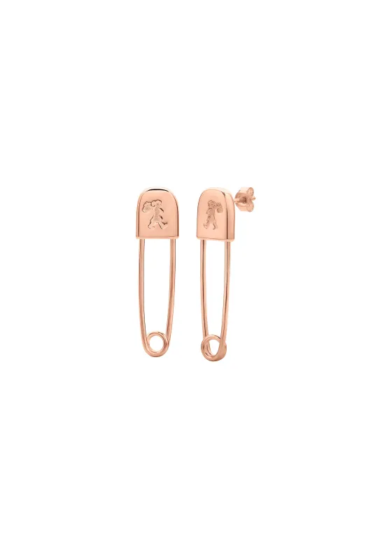 Runaway Safety Pin Studs Rose Gold sold by Karen Walker