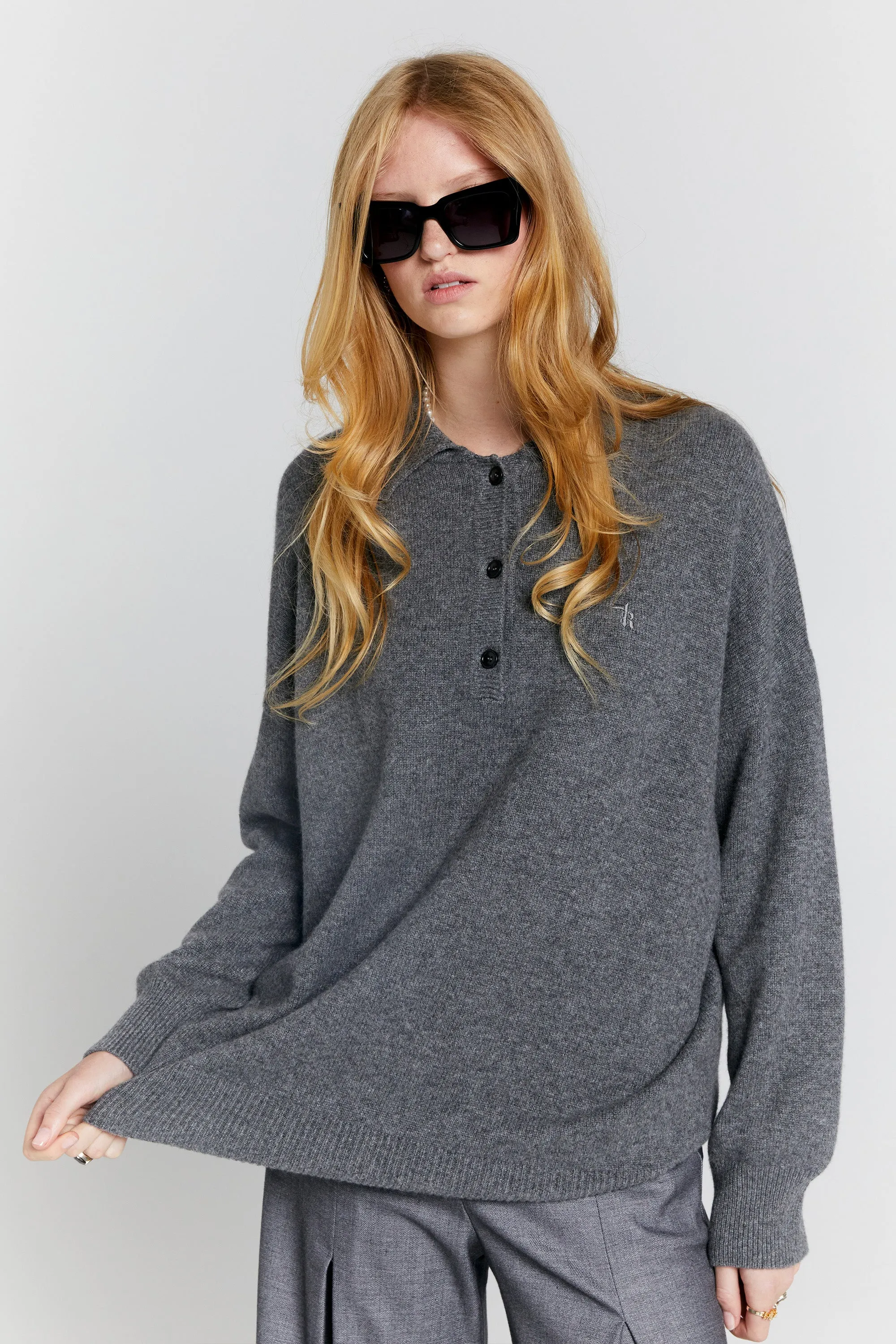 Collared Cashmere Sweater Charcoal Marle sold by Karen Walker product image thumbnail 2